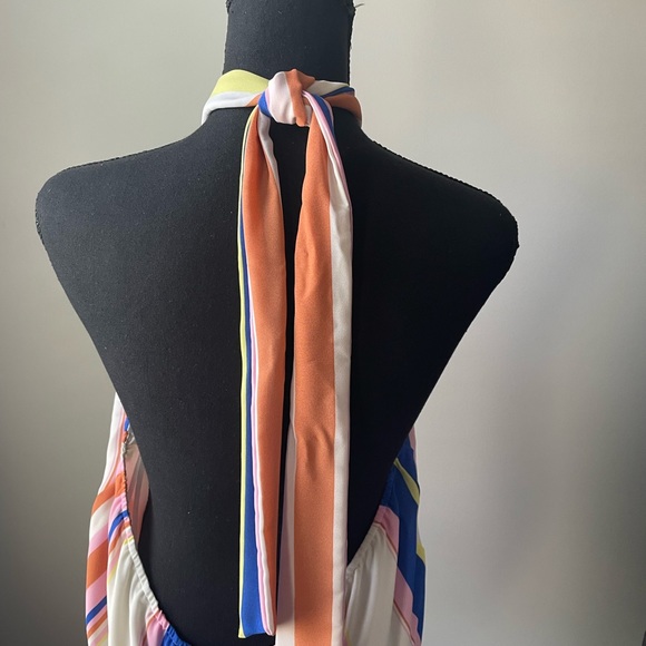 Line and Dot tie-neck striped halter top XL - Picture 5 of 6